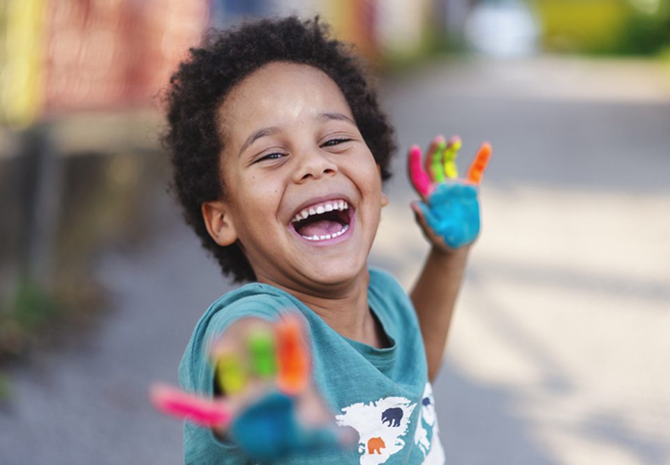 Strong child with hand painted